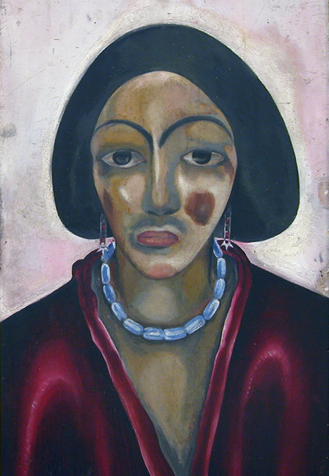 Mujer con vestido rojo