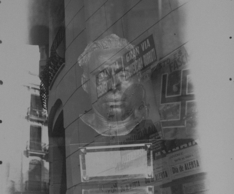 Fotomontaje con busto de Durruti