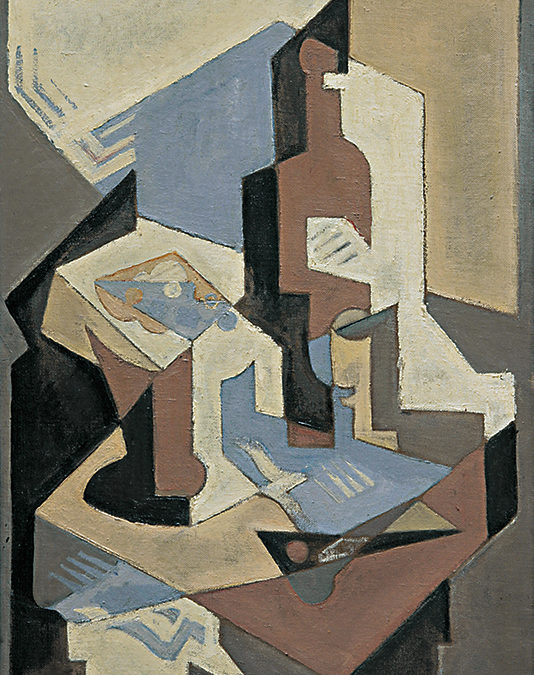 Composición cubista con botella