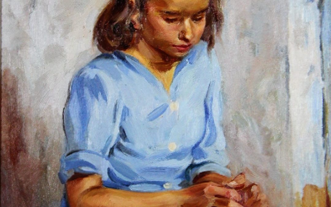 Niña cosiendo